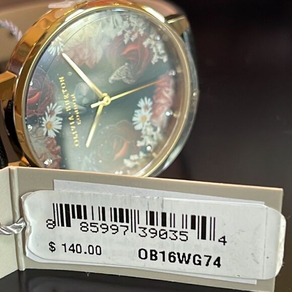 NWT OLIVIA BURTON
Women's Winter Blooms Black Leather Strap Watch 30mm - Picture 6 of 6